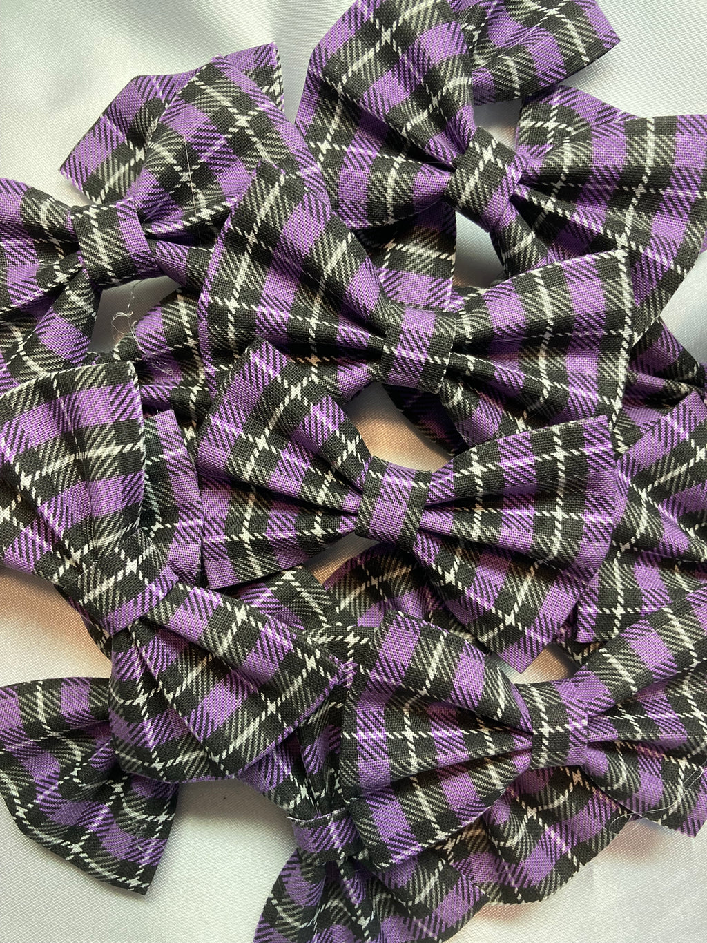 3" Purple Plaid Bow pile