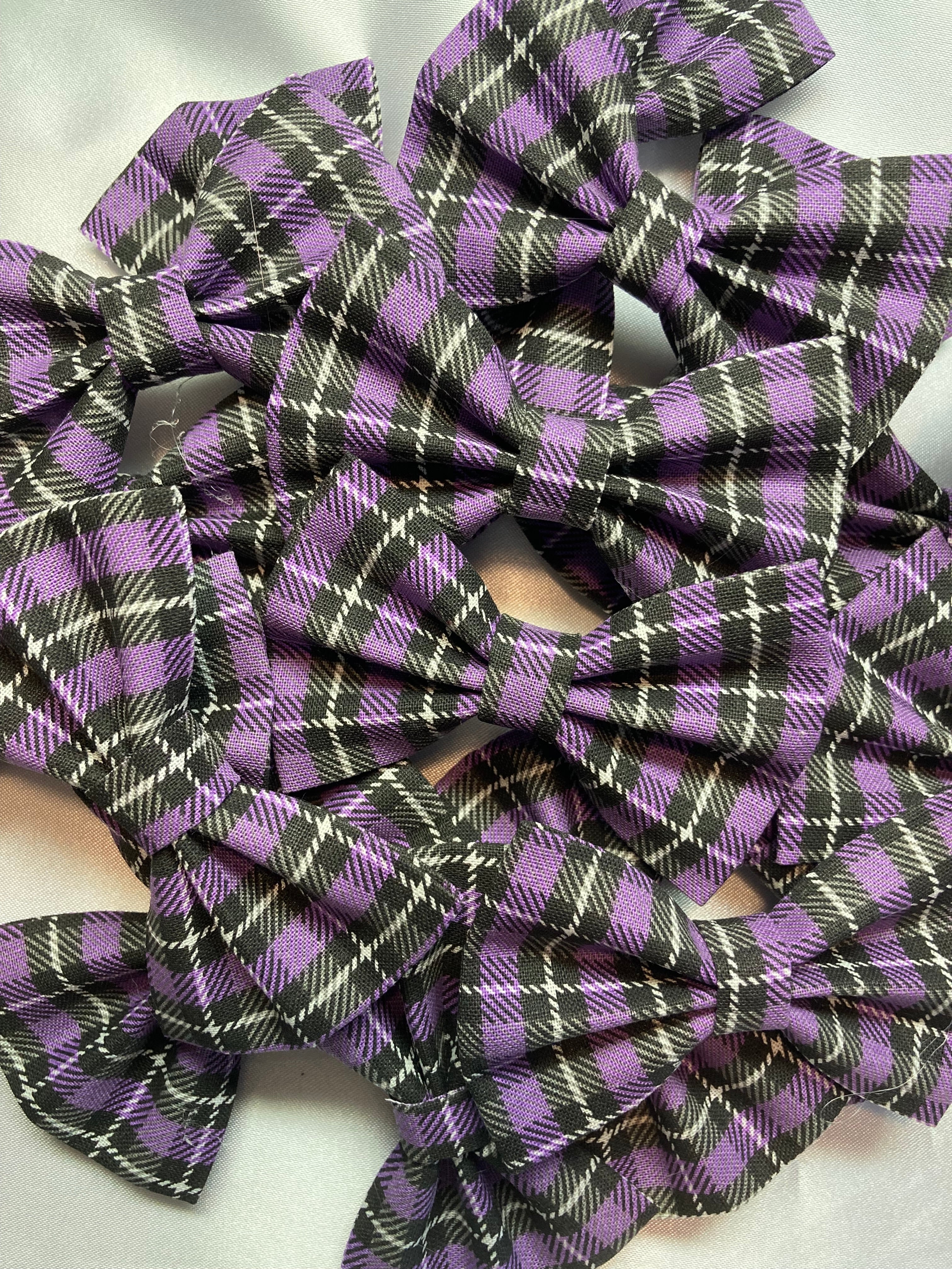 3" Purple Plaid Bow pile