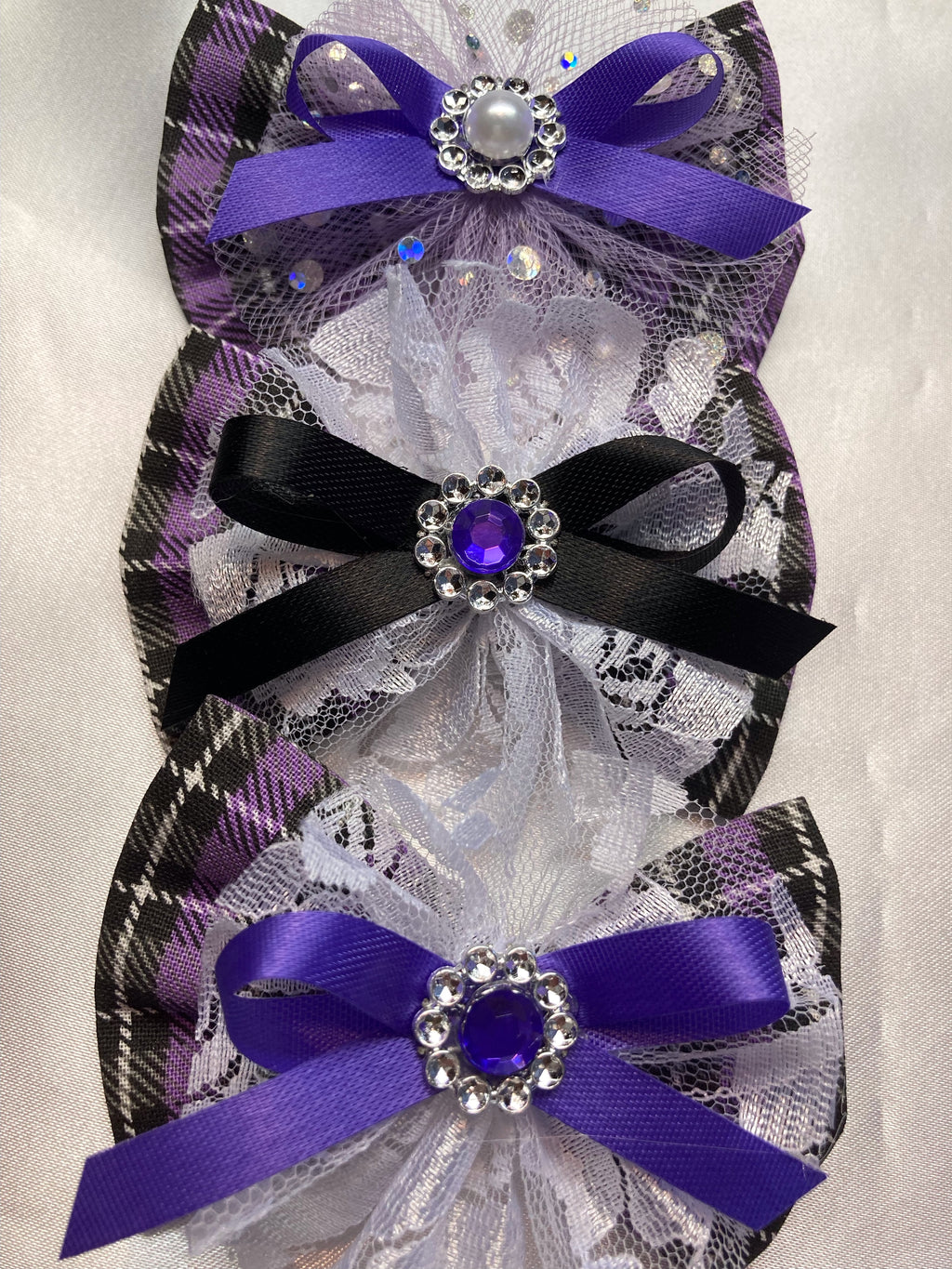 3” Small Xtra Fancy Purple Plaid Bow