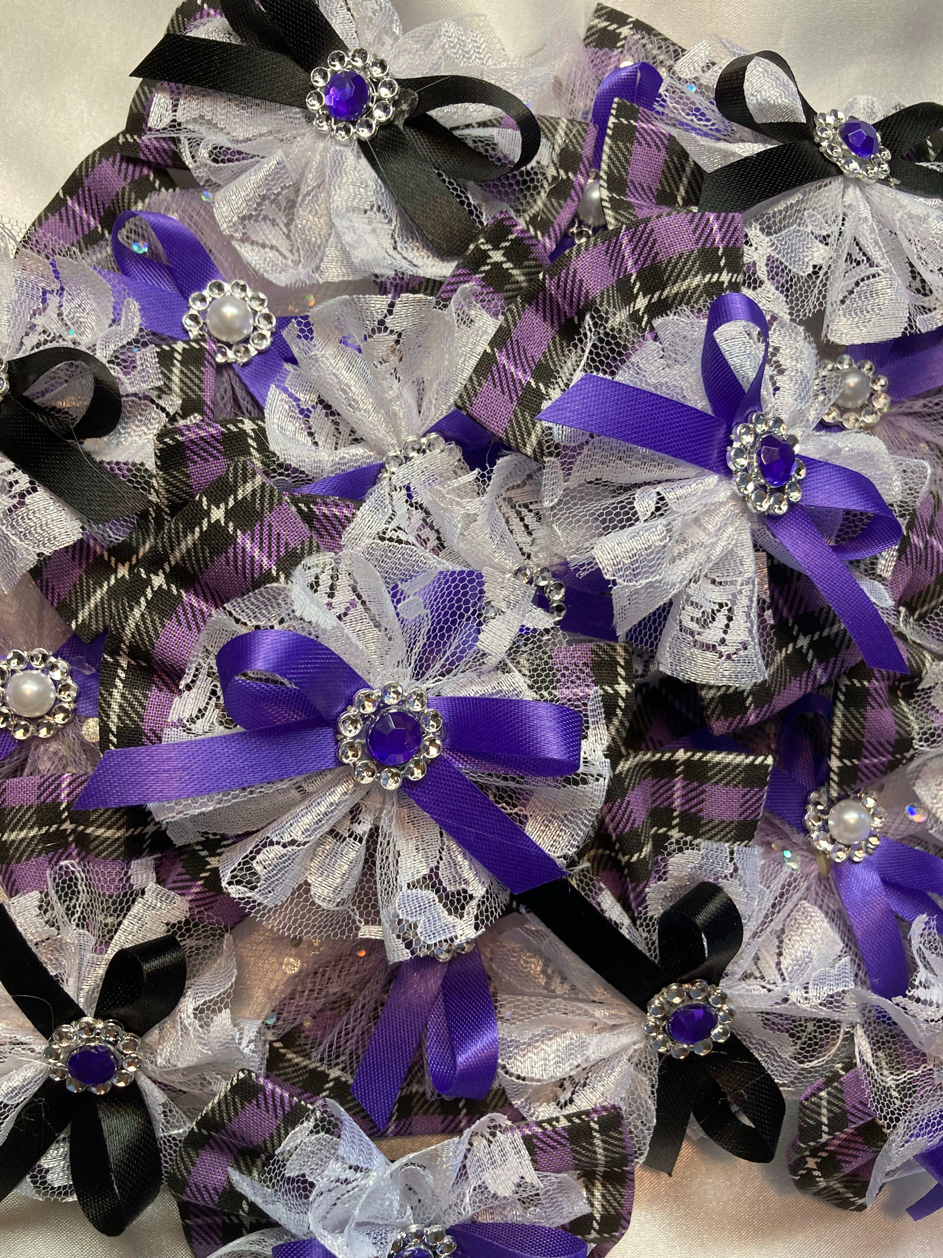 3” Small Xtra Fancy Purple Plaid Bow pile
