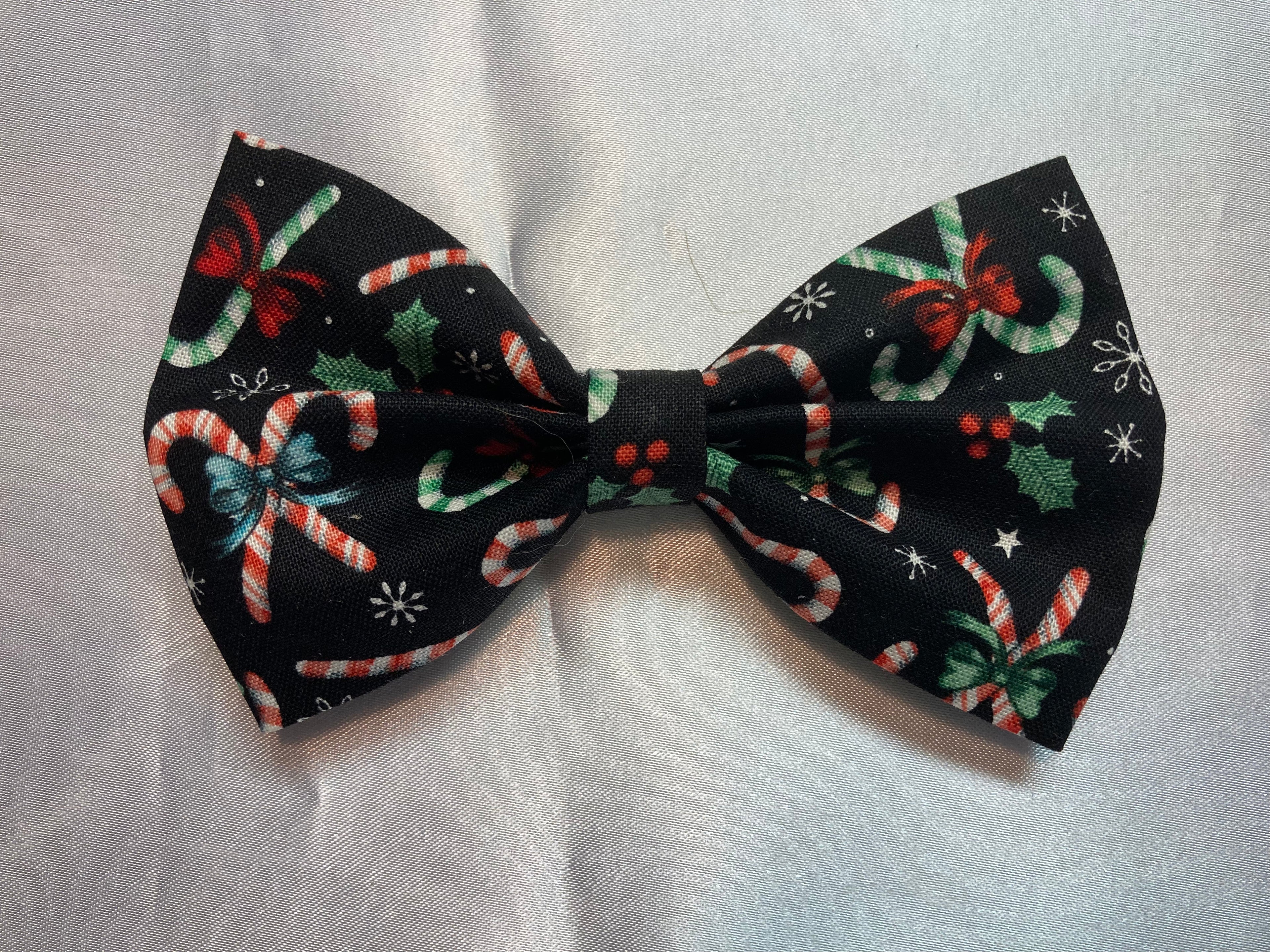 5” candy cane collar bow tie for dog or cat